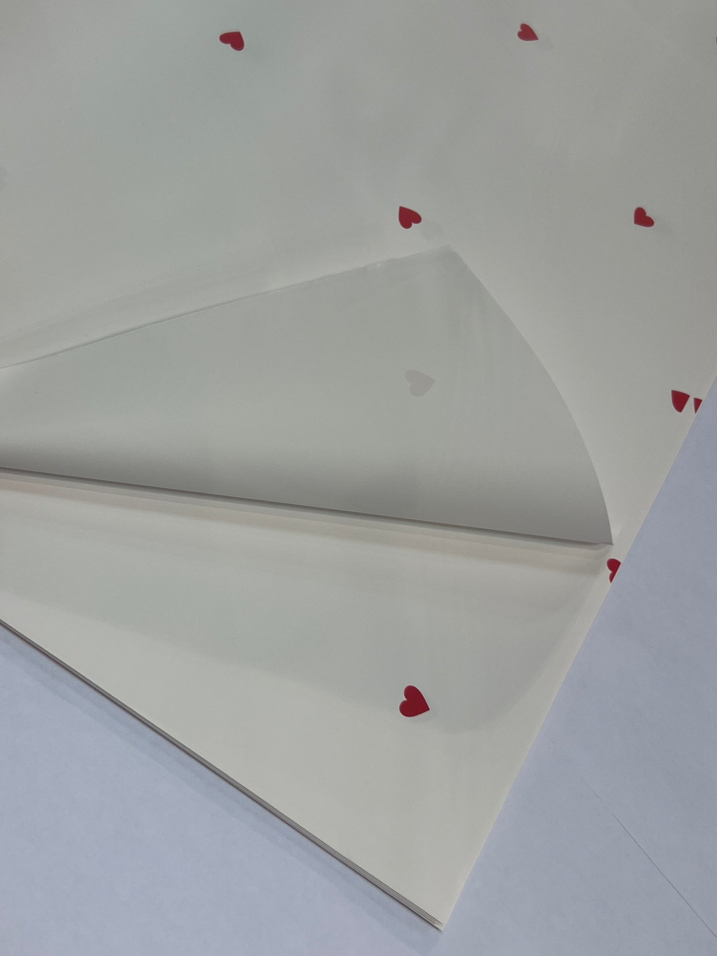 Red Mini Hearts White Floral Paper