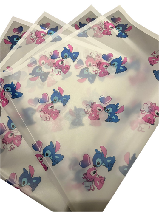 Stitch and Angel Floral Wrapping Paper