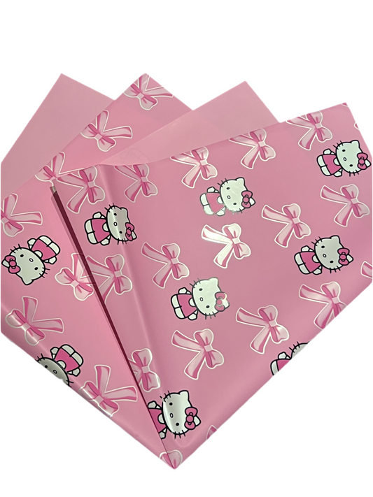 Hello Kitty With Bows Pink Floral Wrapping Paper